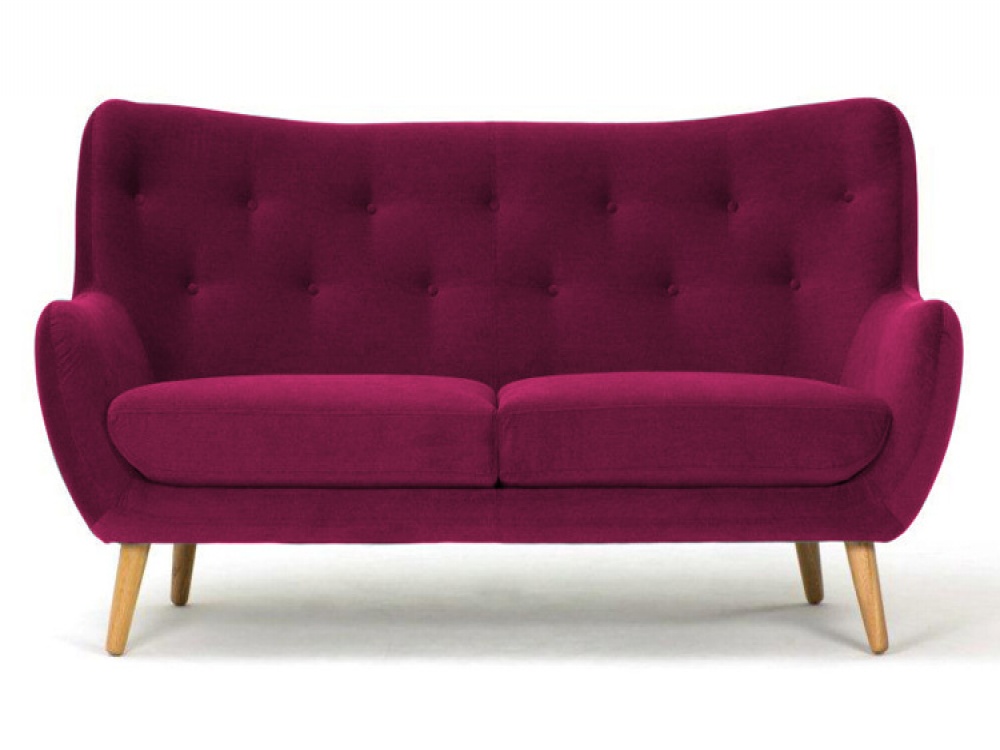 Lilly Aubergine Fabric 3 Seater Sofa with Angled Legs