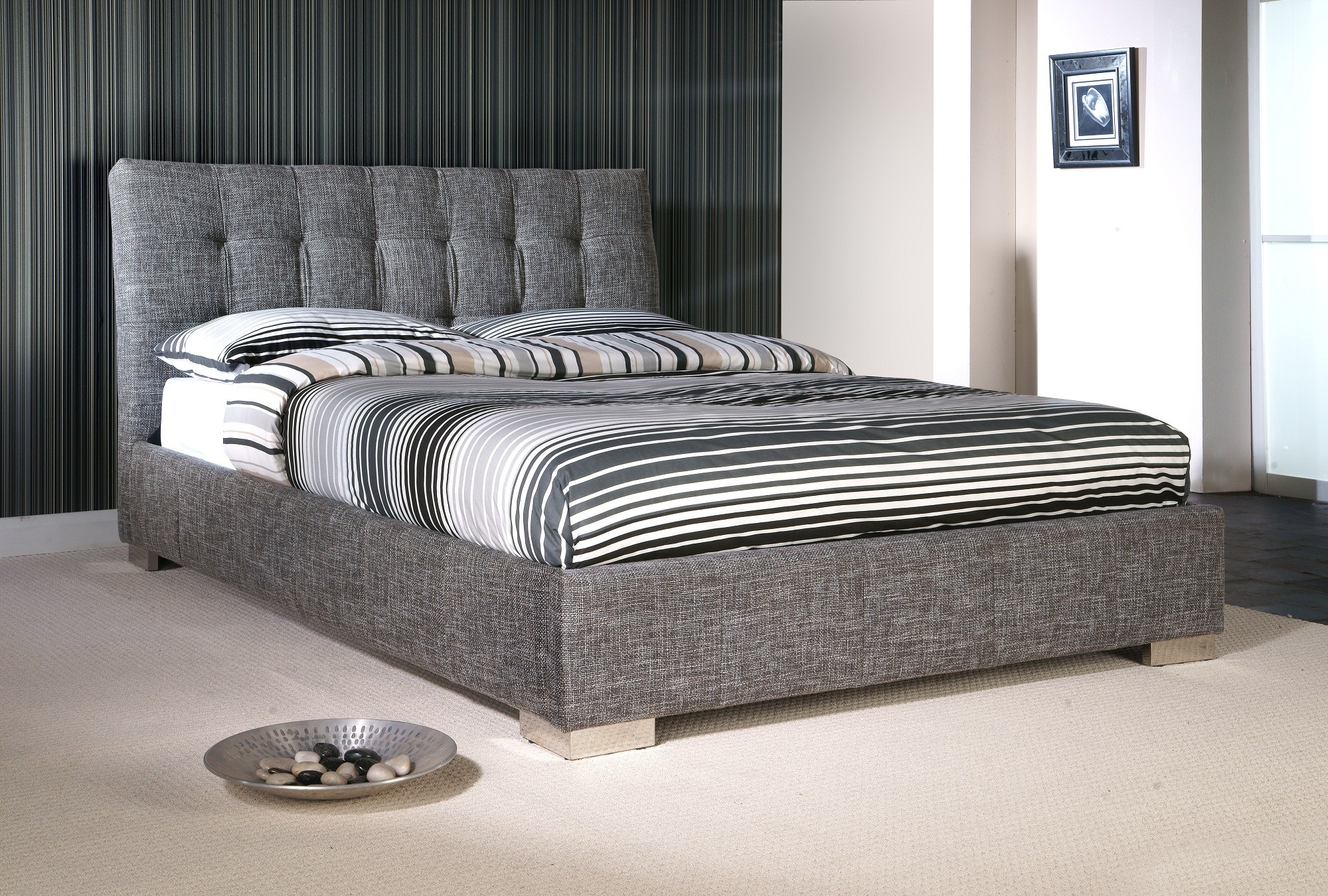Ophelia Grey Fabric Bed