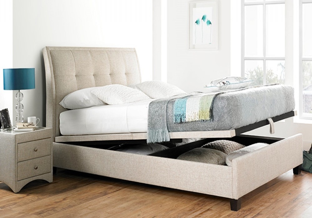 Accent Oatmeal Fabric Ottoman Bed