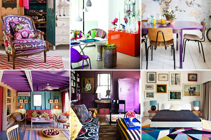 eclectic purple interiors