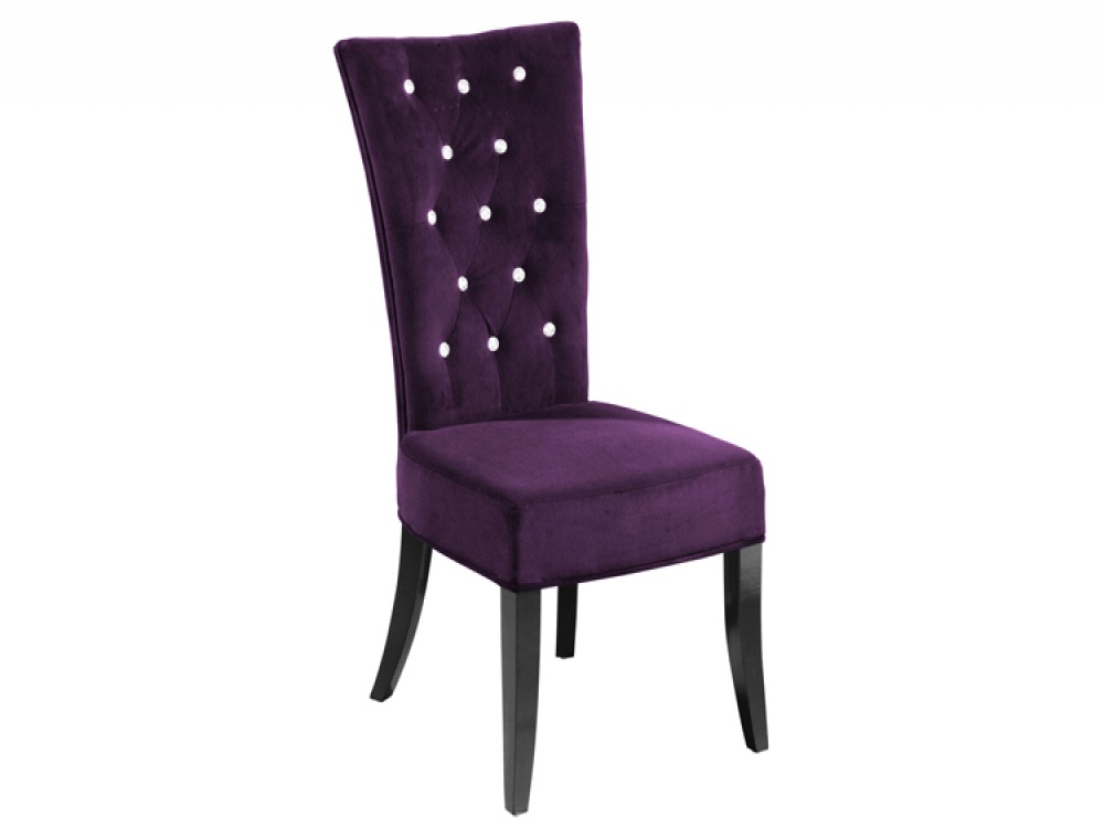 Radience Pair of Purple Velvet Diamante Dining Chairs