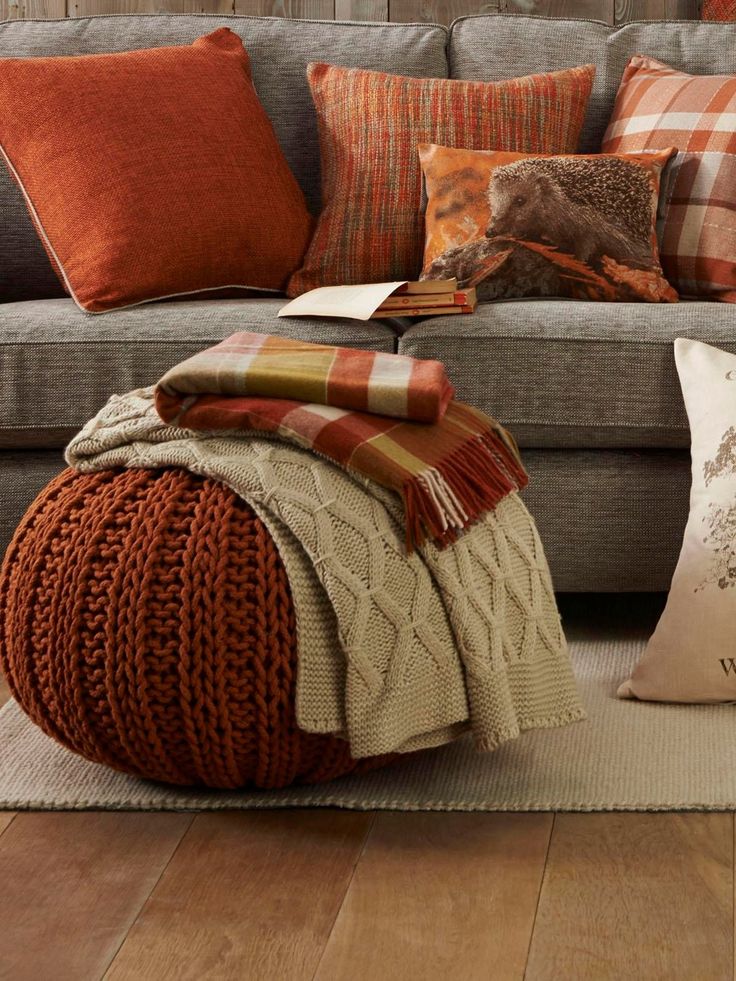 Dark orange cushions sale