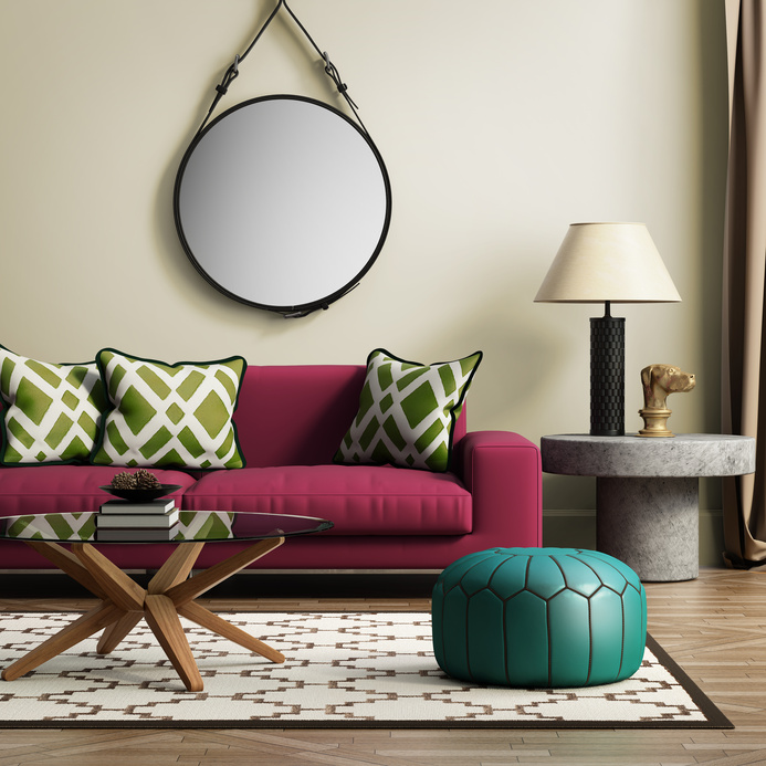 Contemporary elegant red living room
